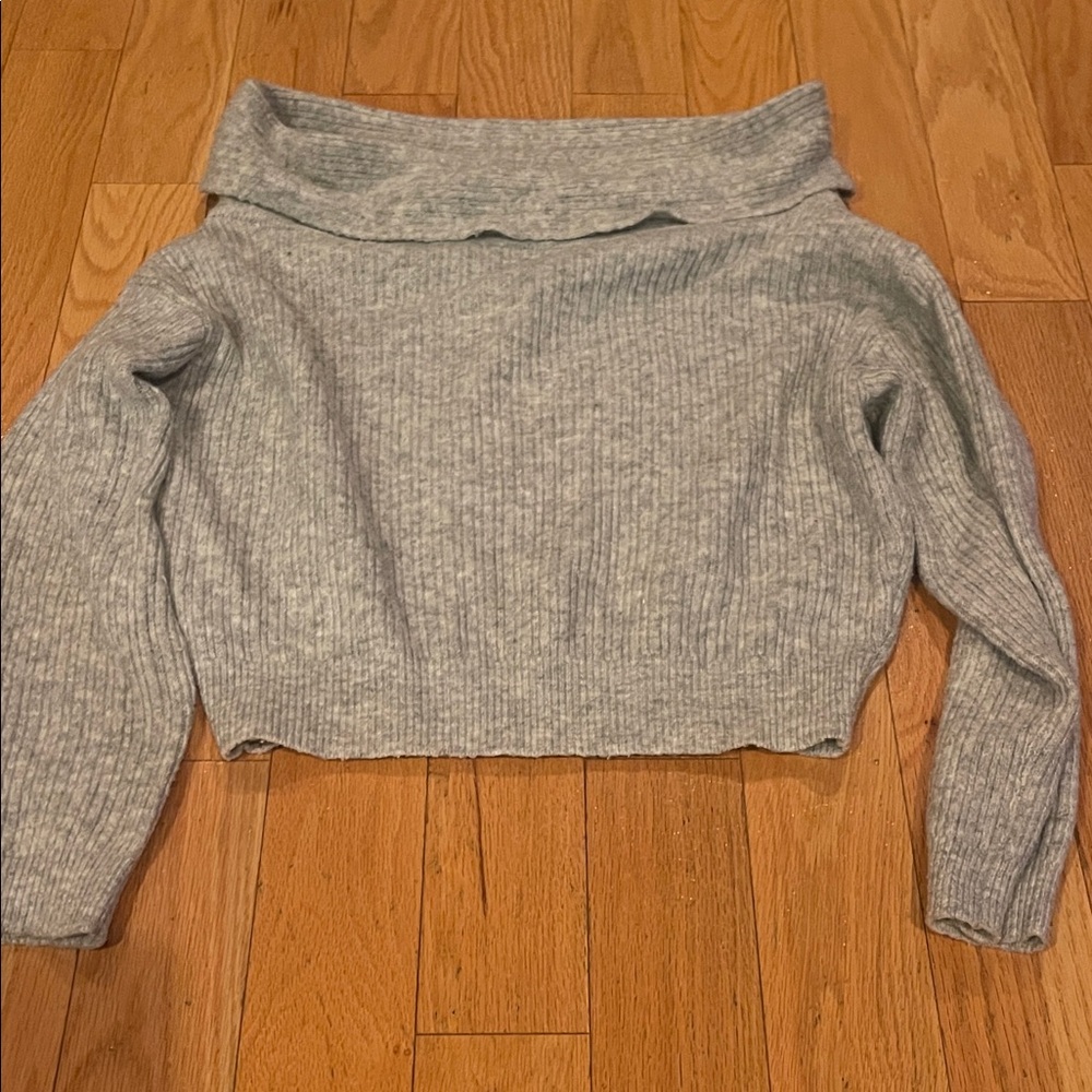 Garage Light Gray Off-Shoulder Sweater